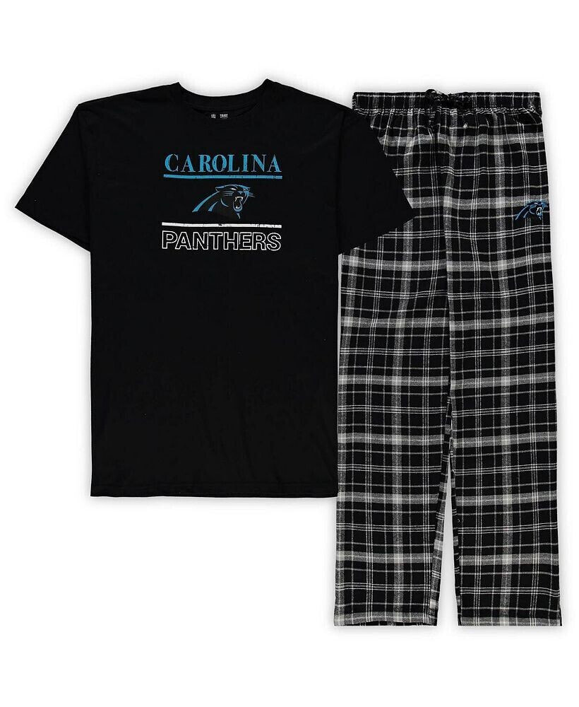 Men's Black Carolina Panthers Big and Tall Lodge T-shirt and Pants Sleep Set