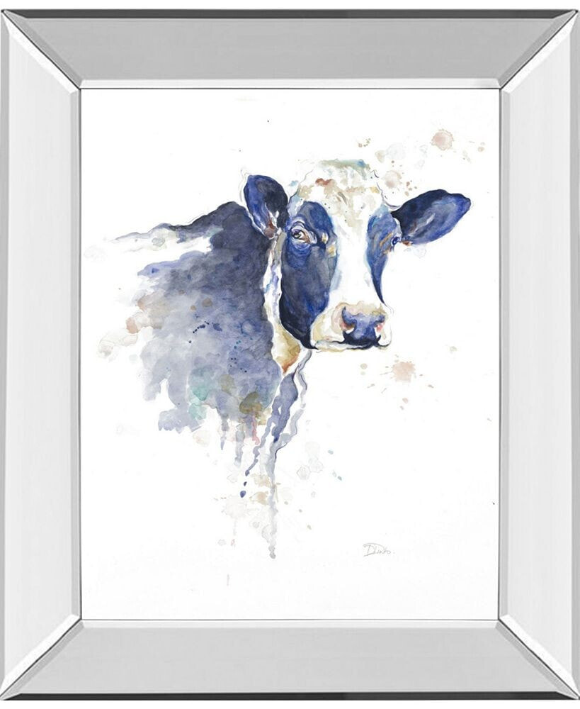 Classy Art watercolor Blue Cow by Patricia Pinto Mirror Framed Print Wall Art, 22