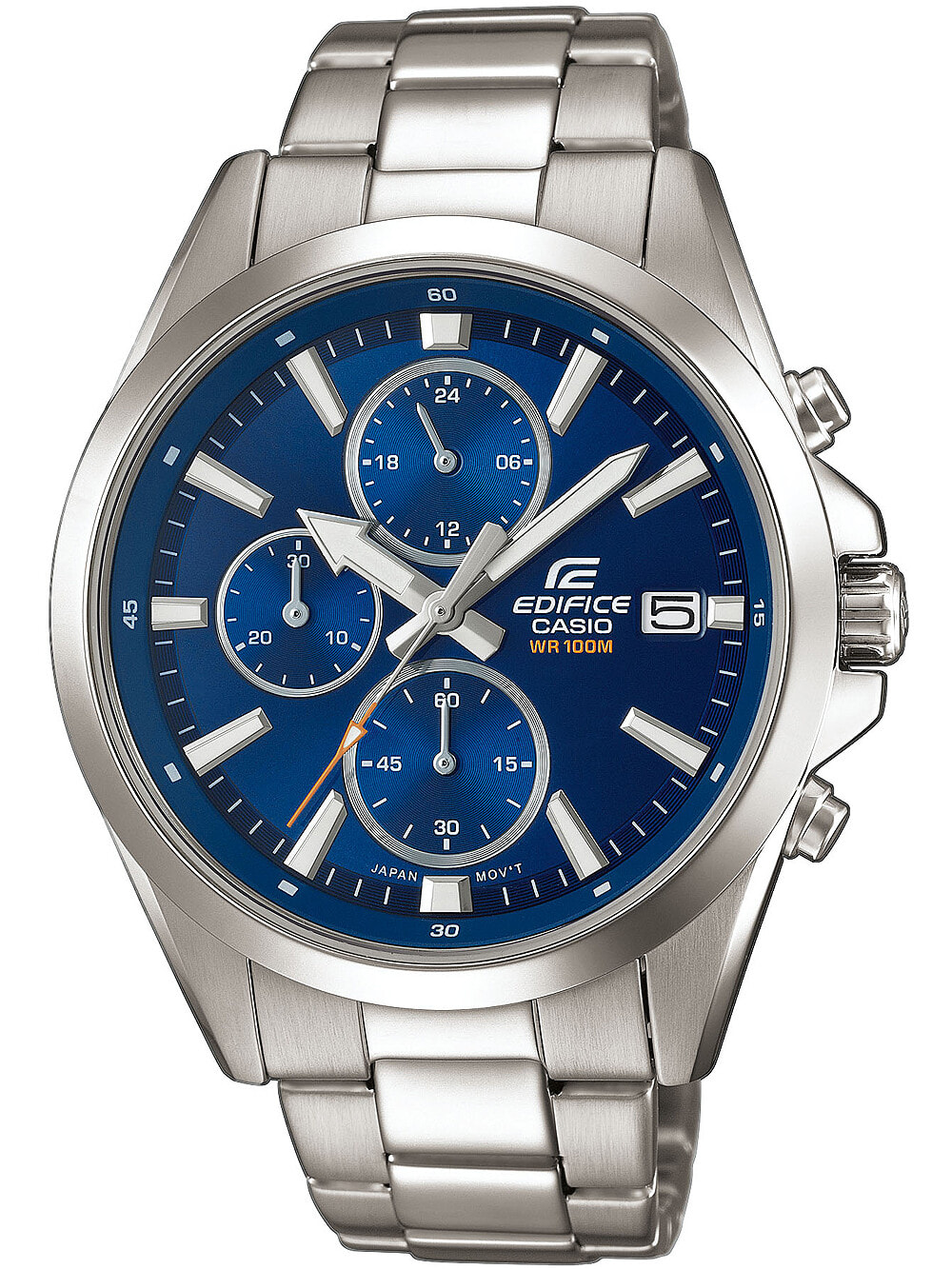 Мужские наручные часы с серебряным браслетом Casio EFV-560D-2AVUEF Edifice Chronograph 45mm 10ATM