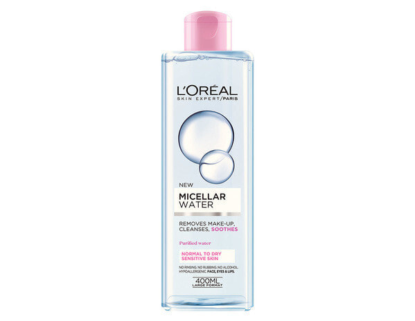Loreal Paris Micellar Water for Skin Cleansing and Makeup Removal Мицеллярная вода для очищения кожи и удаления макияжа, для нормальной и сухой чувствительной кожи 400 мл