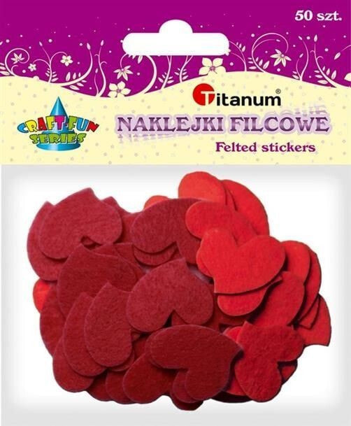 Titanum Felt stickers hearts 30x25mm mix of colors 50pcs