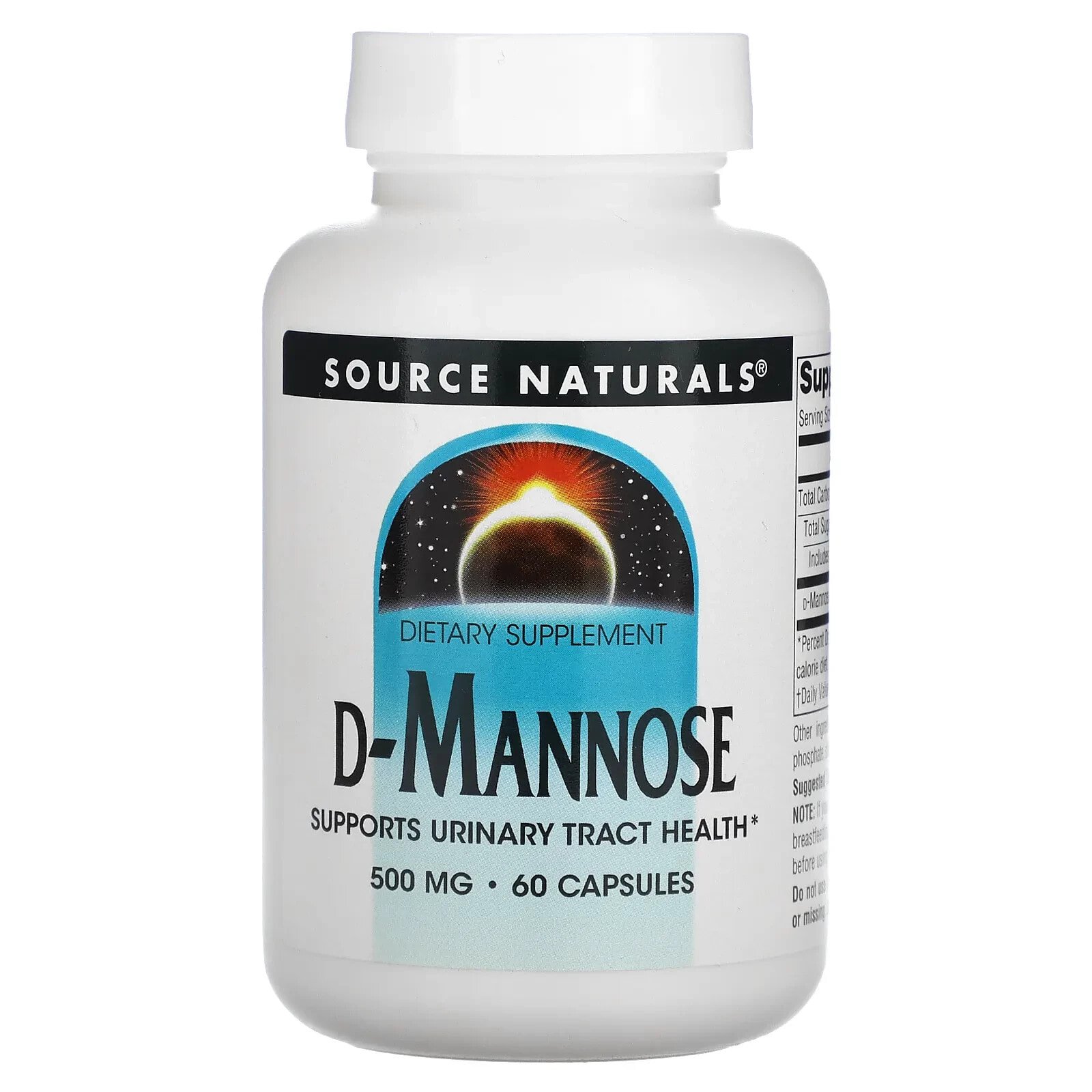 Source Naturals, D-манноза, 500 мг, 60 капсул