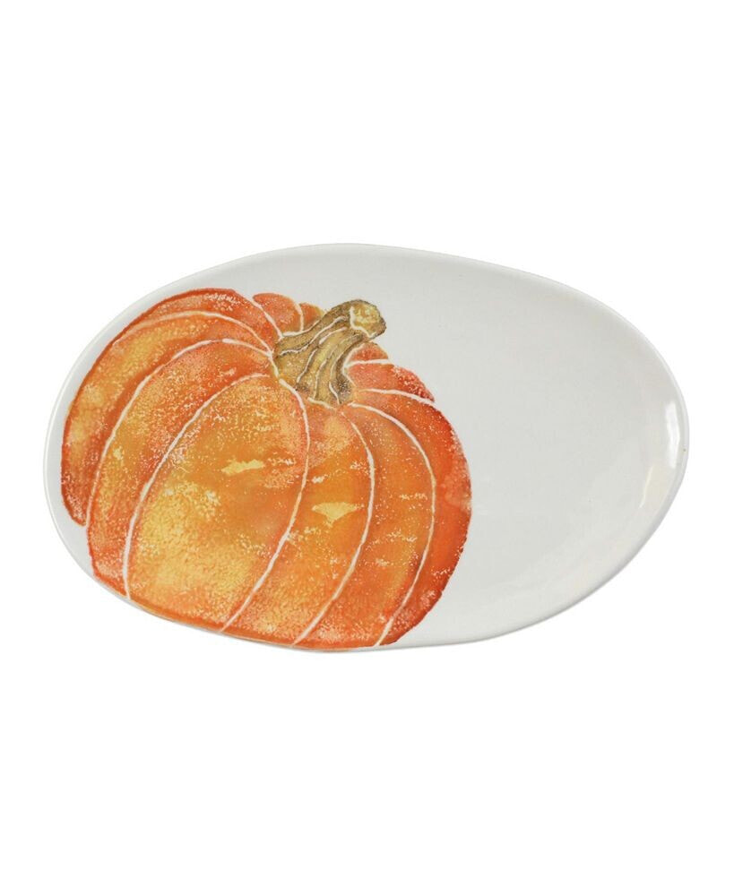 Pumpkins Small Oval Platter w/ Pumpkin