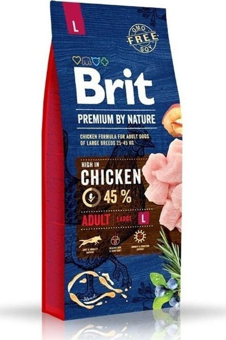 Сухой корм для животных Brit, Premium By Nature Adult, для больших пород, с курицей, 3 кг