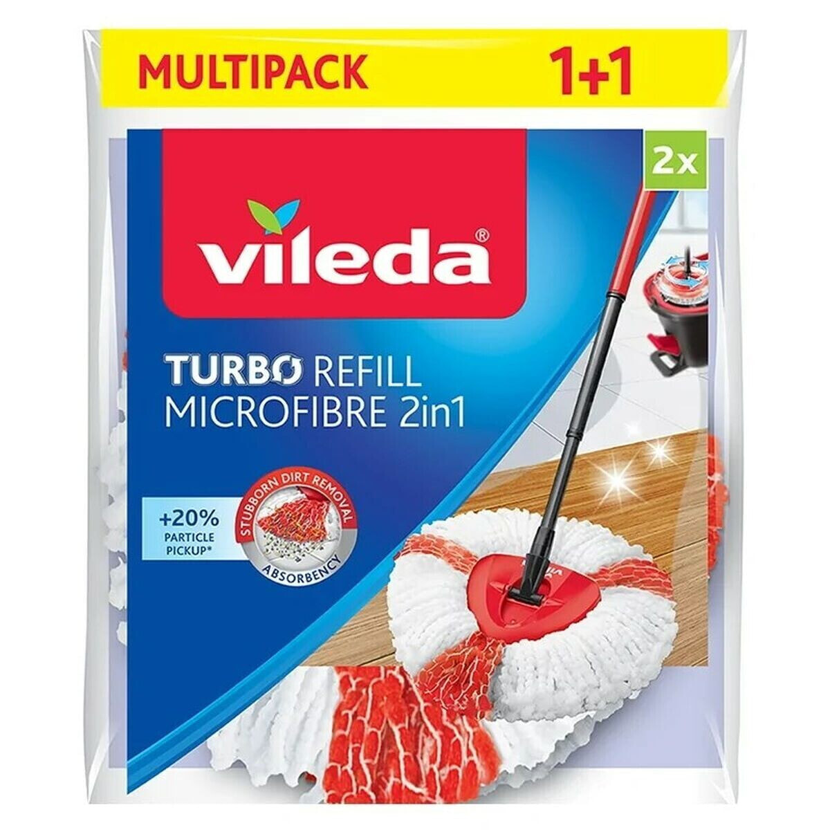 Смена для швабры для мытья полов Vileda Turbo 2in1 Микрофибра Полиамид полиэстер (2 штук)