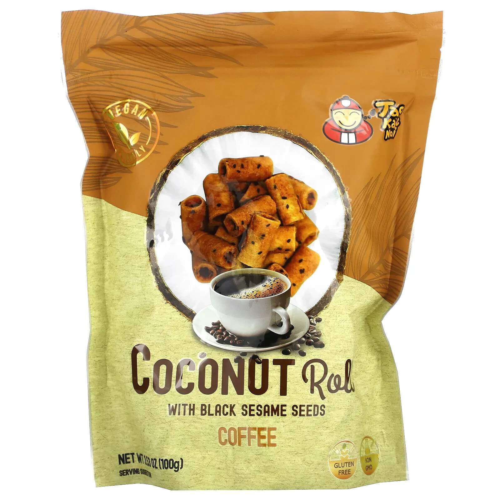 Coconut Roll with Black Sesame Seeds, Original, 3.53 oz (100 g)