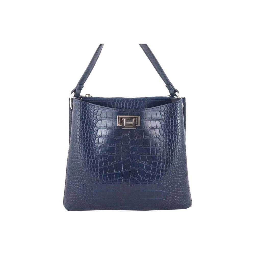 Женская сумка среднего размера кожа под крокодила темно-синяя Barberini's