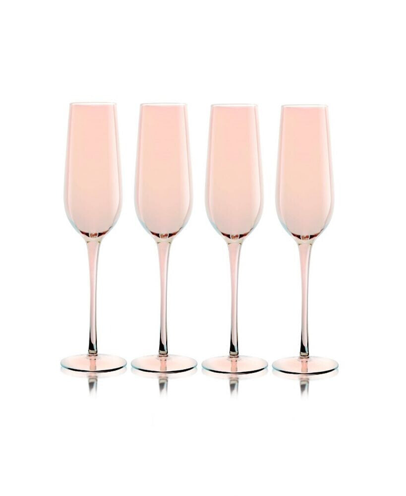 Qualia Glass carnival Champagne Flutes, Set of 4