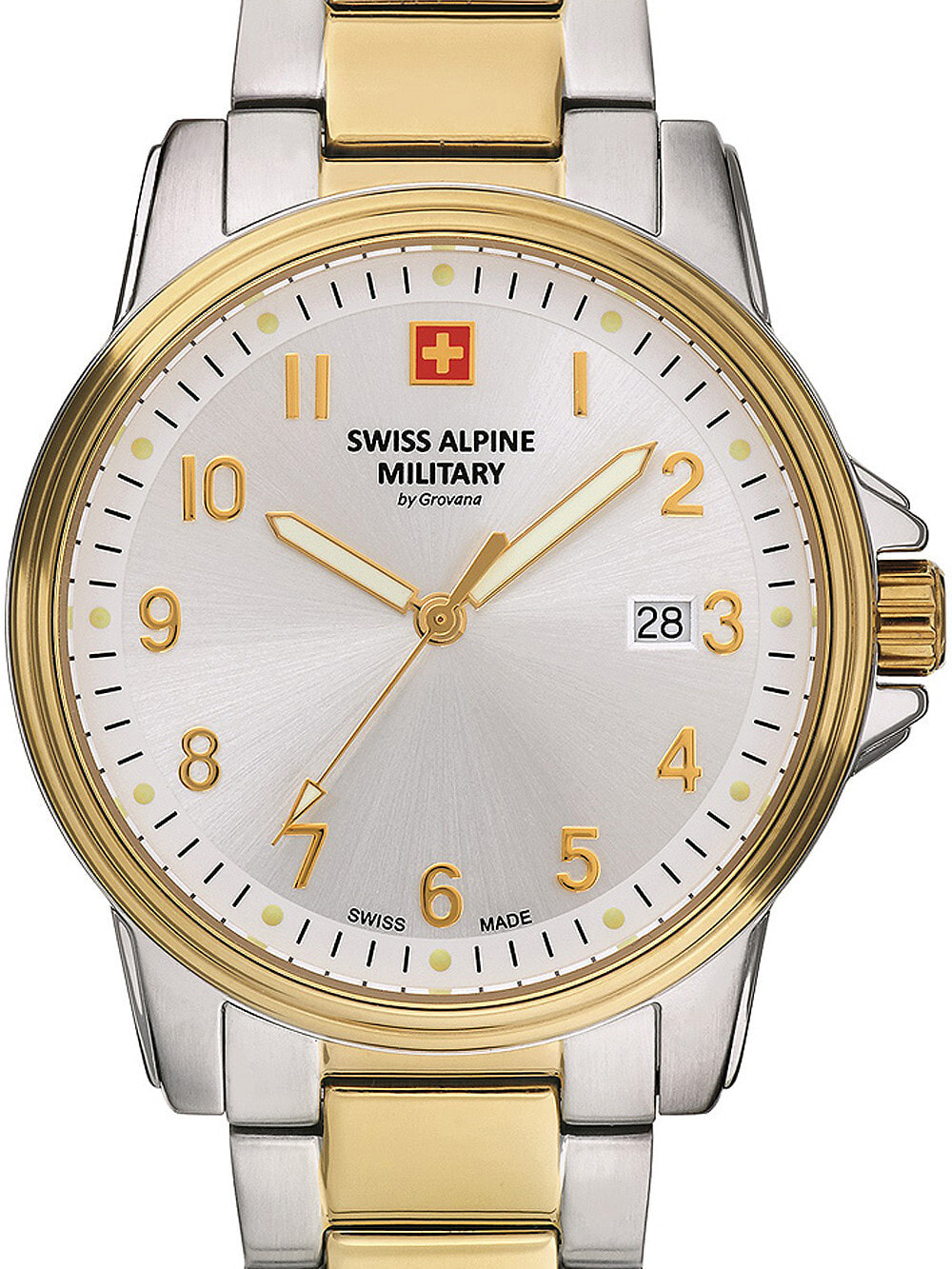 Мужские наручные часы с серебряным браслетом Swiss Alpine Military 7011.1142 mens 40mm 10ATM
