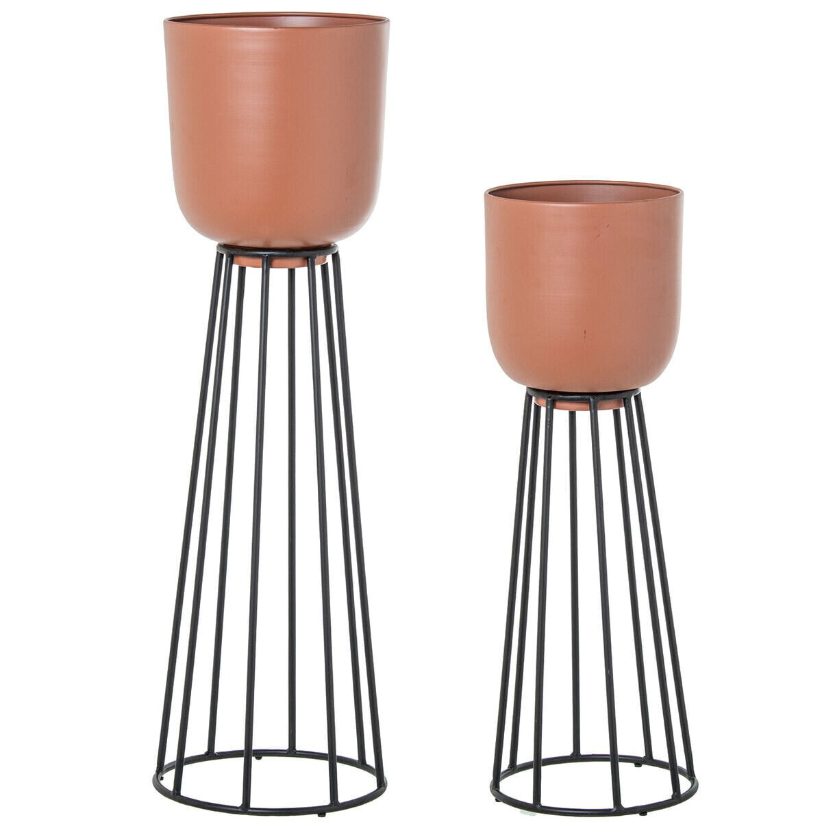 Set of Planters Alexandra House Living Terracotta Metal 2 Pieces