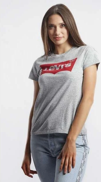 Levi`s THE PERFECT GRAPHIC TEE 0263 BETTER BATWING SMOKESTACK HEATHER - XS - damskie - szary