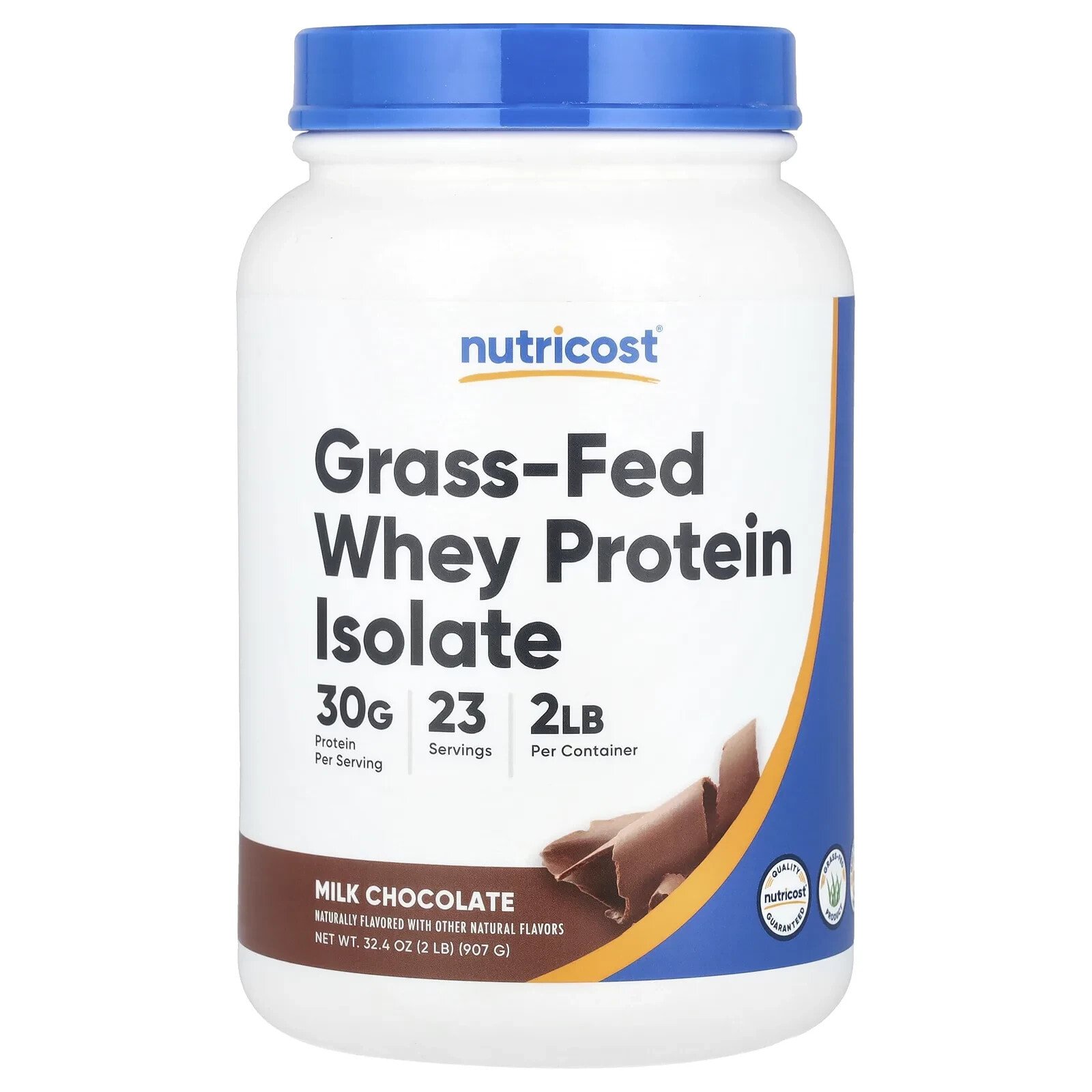 Grass-Fed Whey Protein Isolate, Milk Chocolate, 2 lb (907 g)