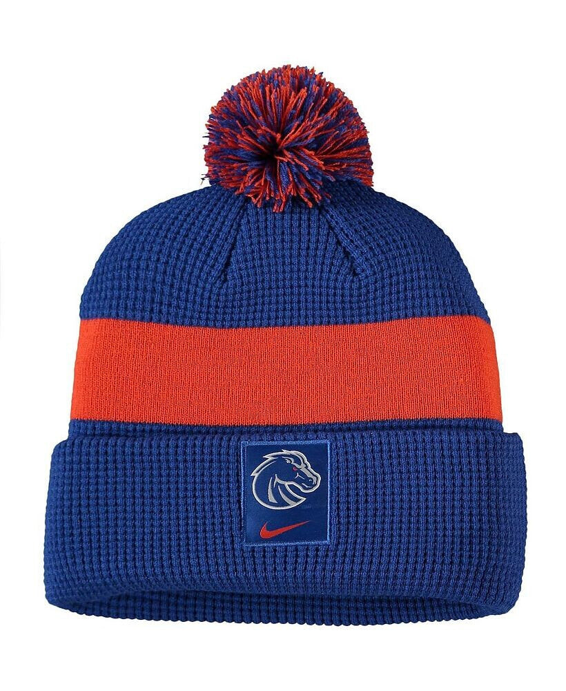 Nike men's Royal Boise State Broncos Logo Sideline Cuffed Knit Hat with Pom