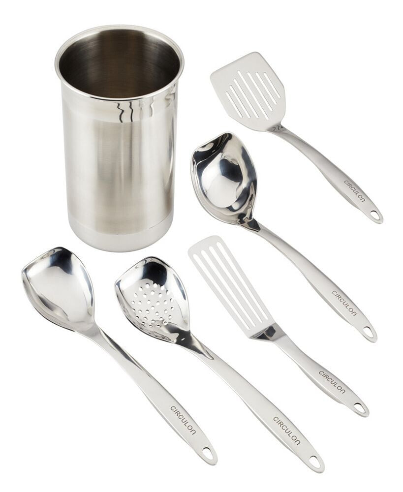 Circulon tools Stainless Steel Kitchen Tools with Crock, Set of 6