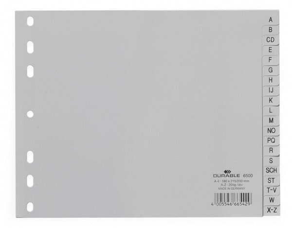 Durable 6500 Алфавитная закладка-разделитель Полипропилен (ПП) Серый 650010