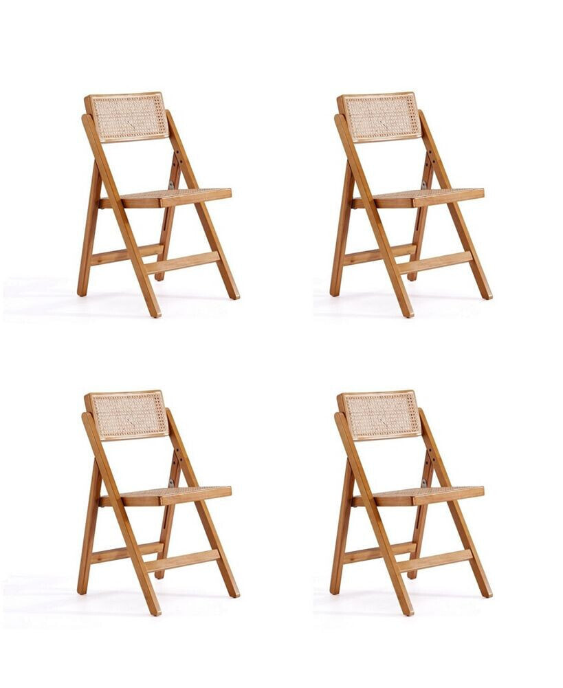 Manhattan Comfort pullman 4-Piece Ash Wood and Natural Cane Folding Dining Chair