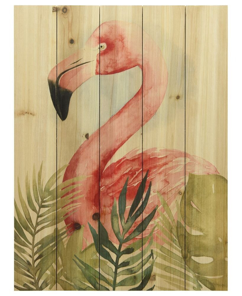 Empire Art Direct watercolor Flamingo Composition II Arte de Legno Digital Print on Solid Wood Wall Art, 24