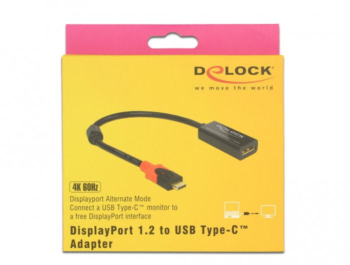 DeLOCK 63928 видео кабель адаптер 0,2 m USB Type-C DisplayPort 20 pin Черный, Красный