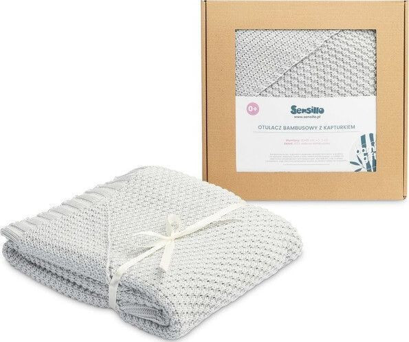 Sensillo OTULACZ Z KAPTURKIEM 100% BAMBOO GIFT SZARY