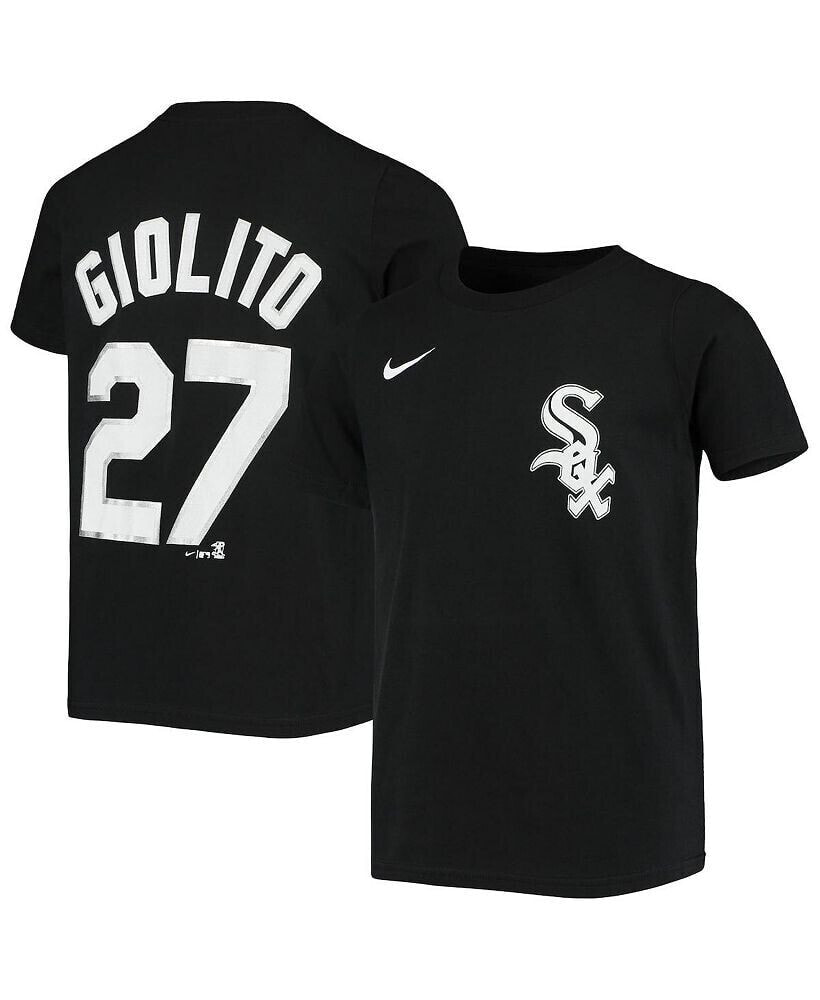 Nike big Boys Lucas Giolito Black Chicago White Sox Player Name and Number T-shirt