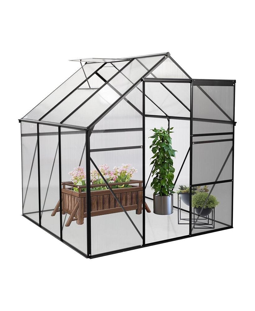 Mondawe 6X6FT-BLACK Polycarbonate Greenhouse Raised Base and Anchor Aluminum