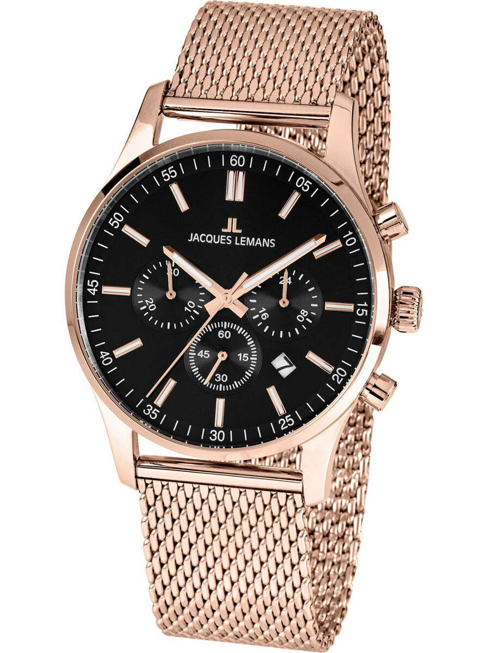 Мужские наручные часы с золотым браслетом Jacques Lemans 1-2025I London chrono 42 mm 10ATM