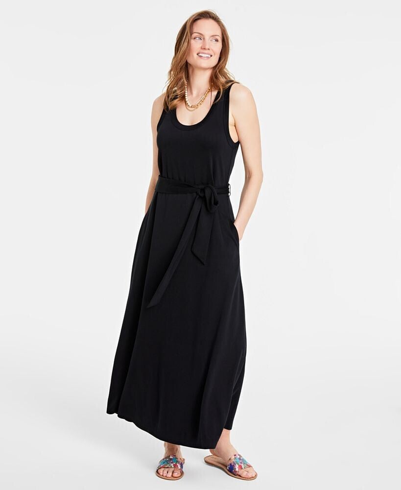 On 34th women's Scoop-Neck Waist-Tie Maxi Dress, Created for Macy's