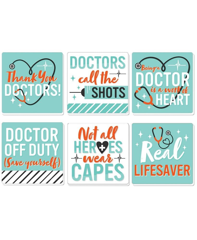 Big Dot of Happiness thank You Doctors - Funny Doctor Appreciation Decor - Drink Coasters - Set of 6