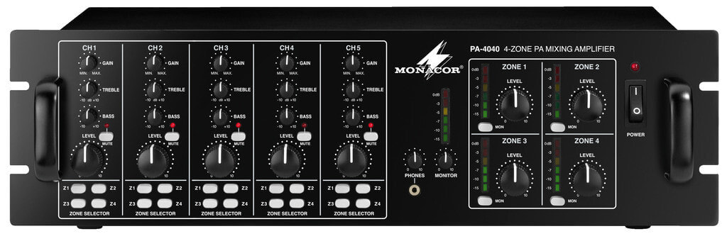 Monacor PA-4040 усилитель звуковой частоты 5.0 канала Представление / сцена Черный 17.2520