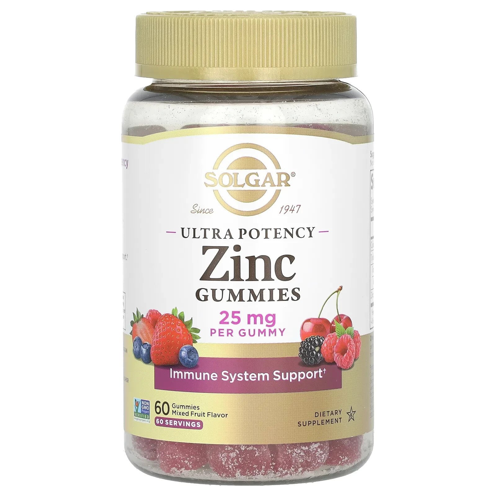 Ultra Potency Zinc Gummies, Mixed Fruit, 25 mg, 60 Gummies