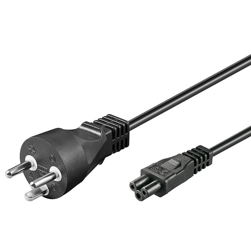 Wentronic Mains Connection Cable Denmark - 2 m - Black - 2 m - Power plug type K - C5 coupler - H05VV-F3G - 250 V