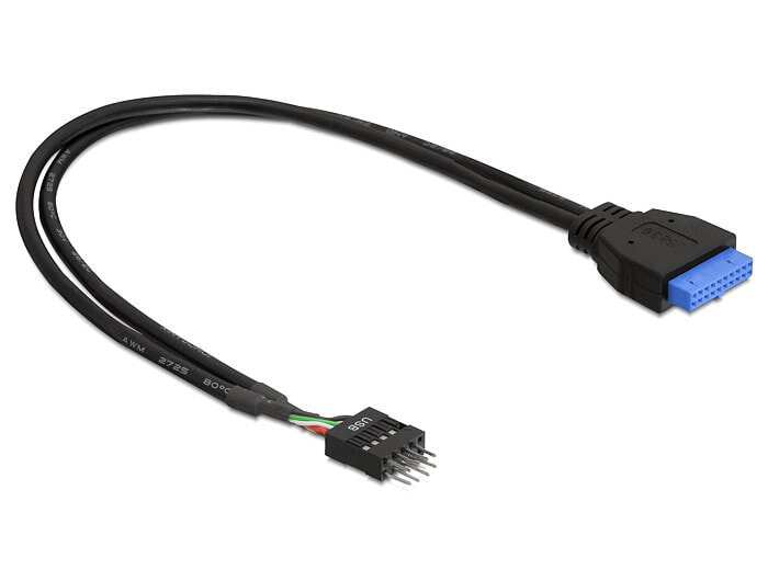 DeLOCK USB 3.0 19 pin - USB 2.0 8 pin 60cm USB кабель 0,6 m 2.0/3.2 Gen 1 (3.1 Gen 1) Черный 83792