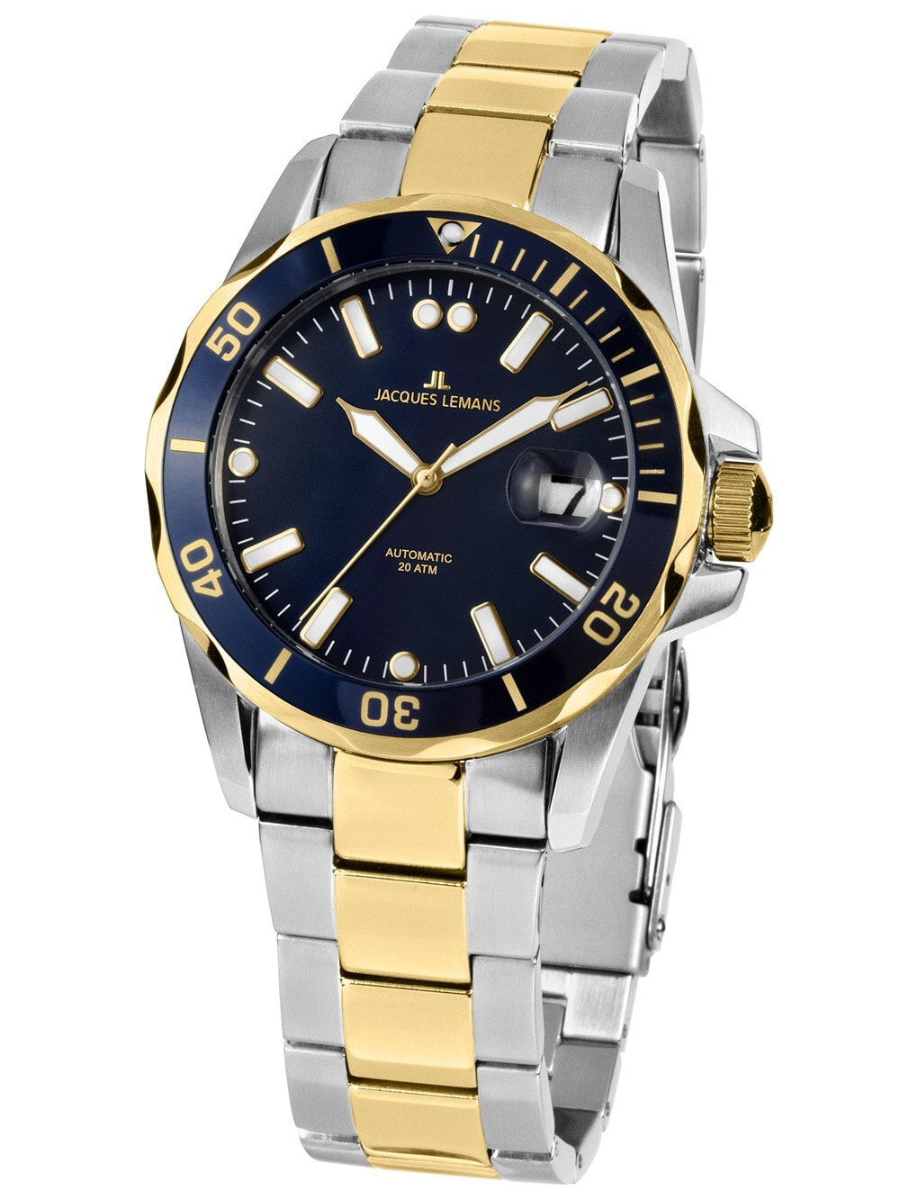 Мужские наручные часы с серебряным браслетом Jacques Lemans 1-2014F Liverpool Mens 42mm 20ATM