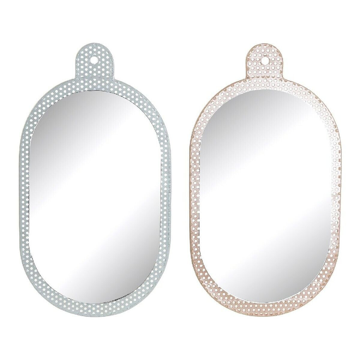 Wall mirror DKD Home Decor White Pink Metal Crystal 22 x 1,5 x 40 cm (2 Units)