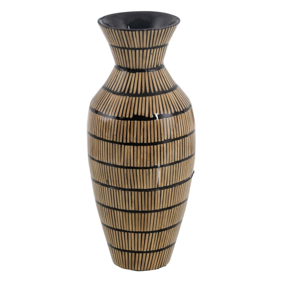 Vase Black Beige Bamboo 22 x 22 x 52 cm