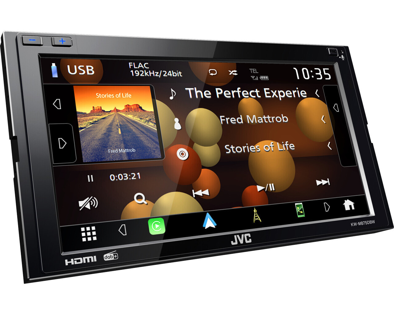 Kw-M875Dbw Car Media Receiver Black Wi-Fi 180 W Bluetooth