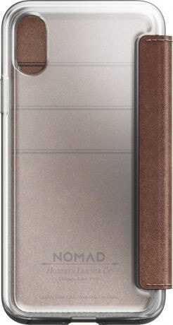 чехол книжка кожаный коричневый iPhone X / Xs Nomad