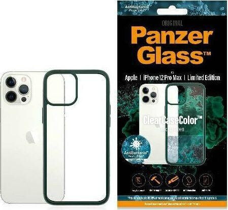 чехол силиконовый прозрачный с зеленой окантовкой iPhone 12 Pro Max PanzerGlass