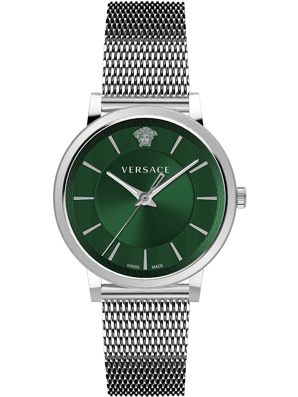 Мужские наручные часы с серебряным браслетом Versace VE5A00620 V-Circle mens 42mm 5ATM