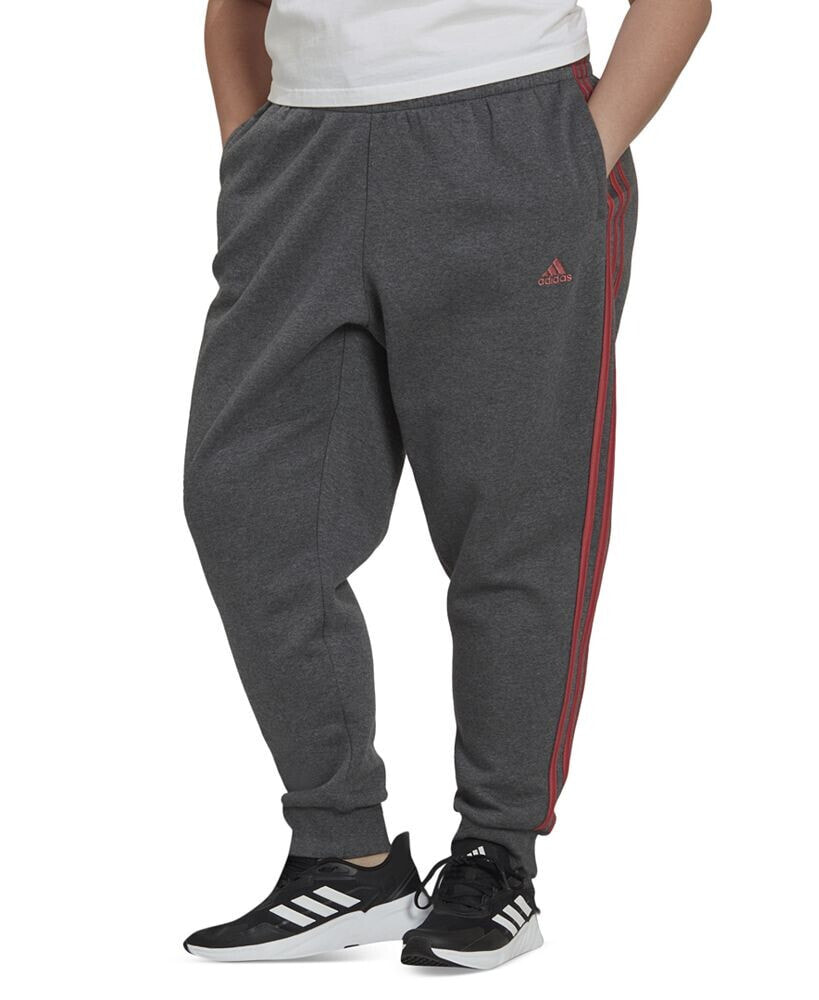 adidas plus Size Essentials 3-Stripe Fleece Joggers