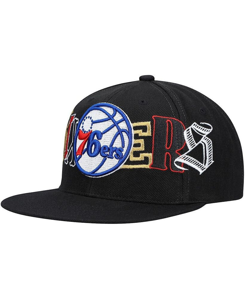 Men's Black Philadelphia 76Ers Hype Type Snapback Hat