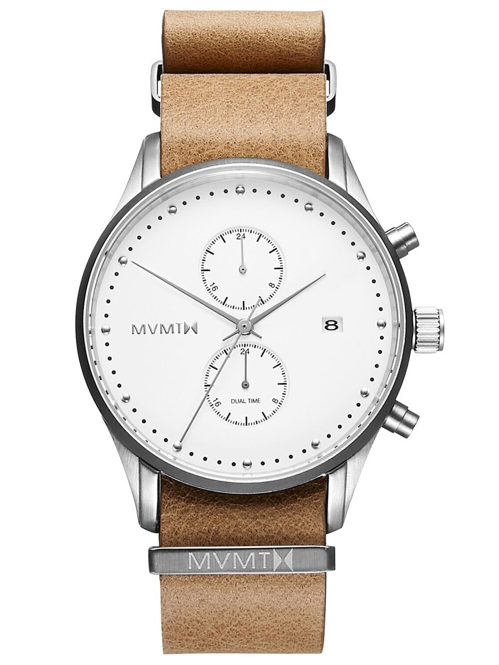 Мужские наручные часы с коричневым кожаным ремешком  MVMT MV01-WT Voyager Biscayne Mens 42mm 10ATM