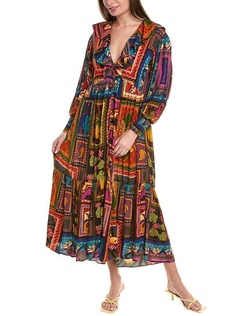 Farm Rio Patchwork Tapestry Ankle Maxi Dress Women's