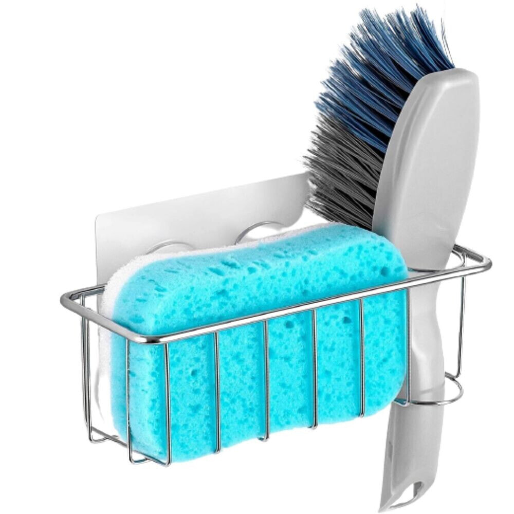 Solid 2-in-1 Stainless Steel Sponge Holder Sink Caddy