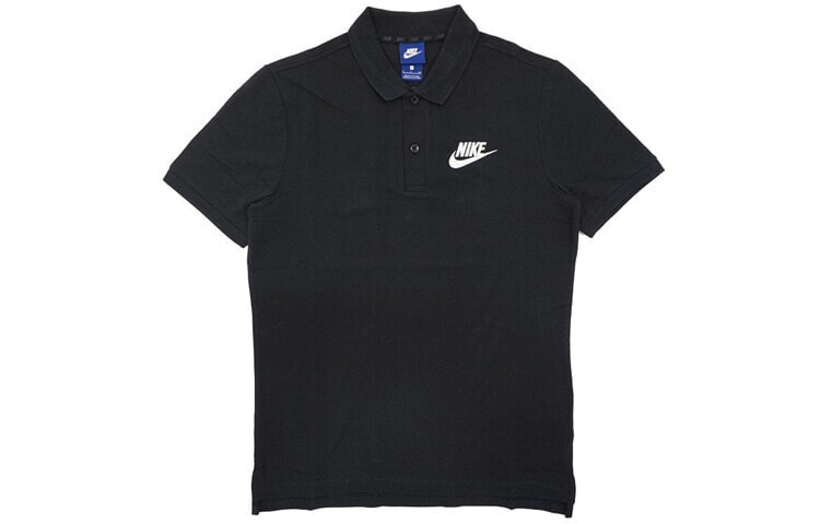 Nike Sportswear 纯色Logo休闲运动翻领短袖Polo衫 男款 黑色 / Поло Nike Sportswear Logo 909747-010