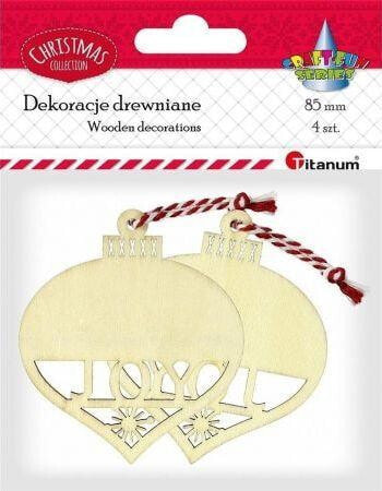 Titanum Wooden pendants, openwork baubles, 4 pcs