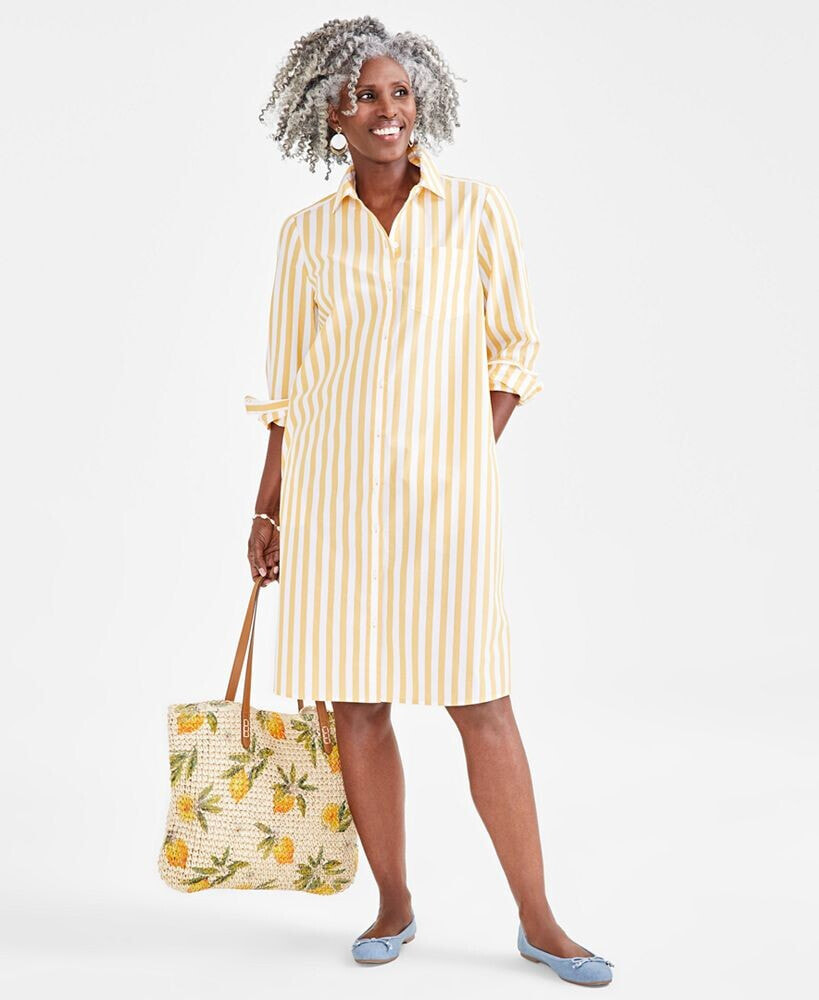 Style & Co women's Cotton Striped Shirtdress, Created for Macy's