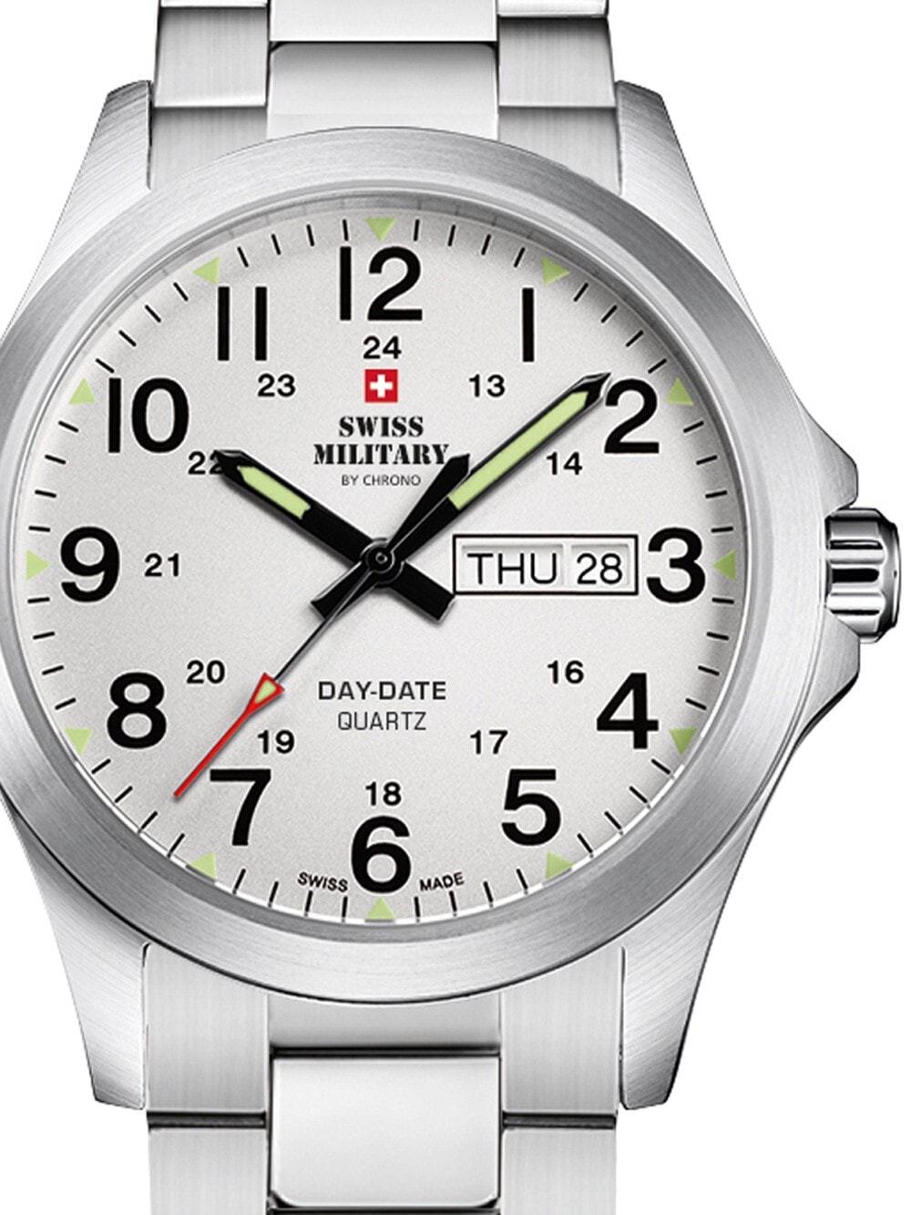 Мужские наручные часы с серебряным браслетом Swiss Military SMP36040.26 Mens 42mm 5ATM