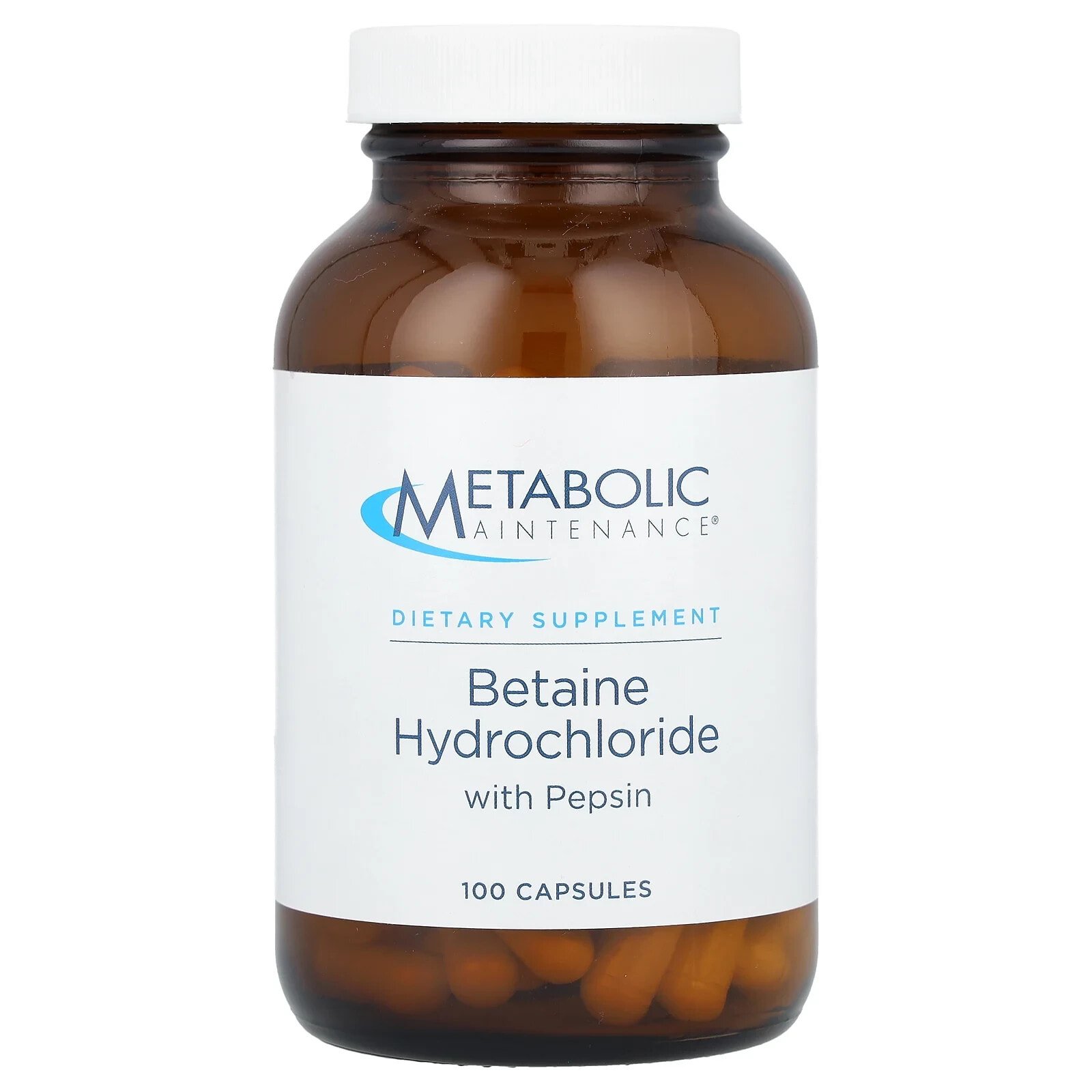 Betaine Hydrochloride With Pepsin, 100 Capsules