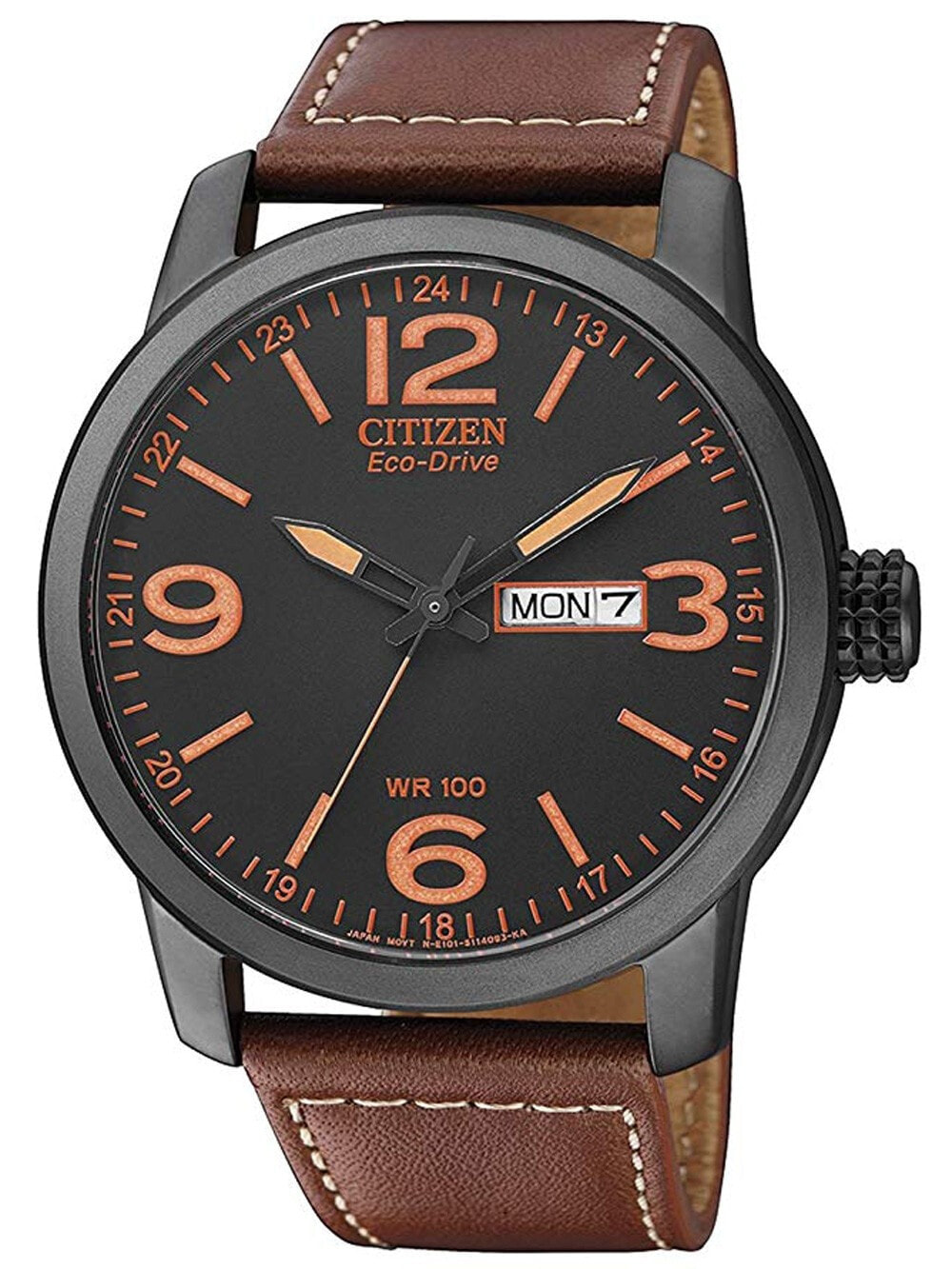 Мужские наручные часы с коричневым кожаным ремешком Citizen BM8476-07E Eco-Drive Mens Watch 42mm 10ATM